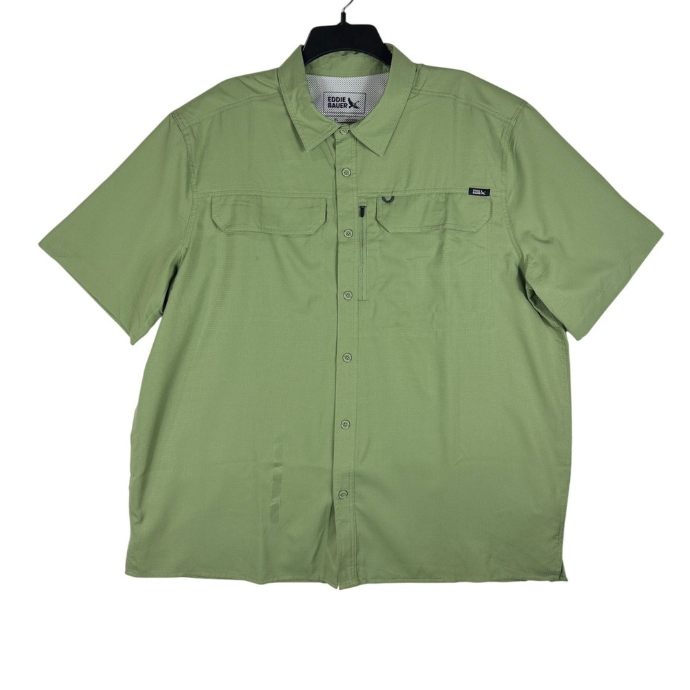 Eddie Bauer Mens XL Green Short Sleeve Ripstop Fishing Hiking Shirt EB011287 NWT